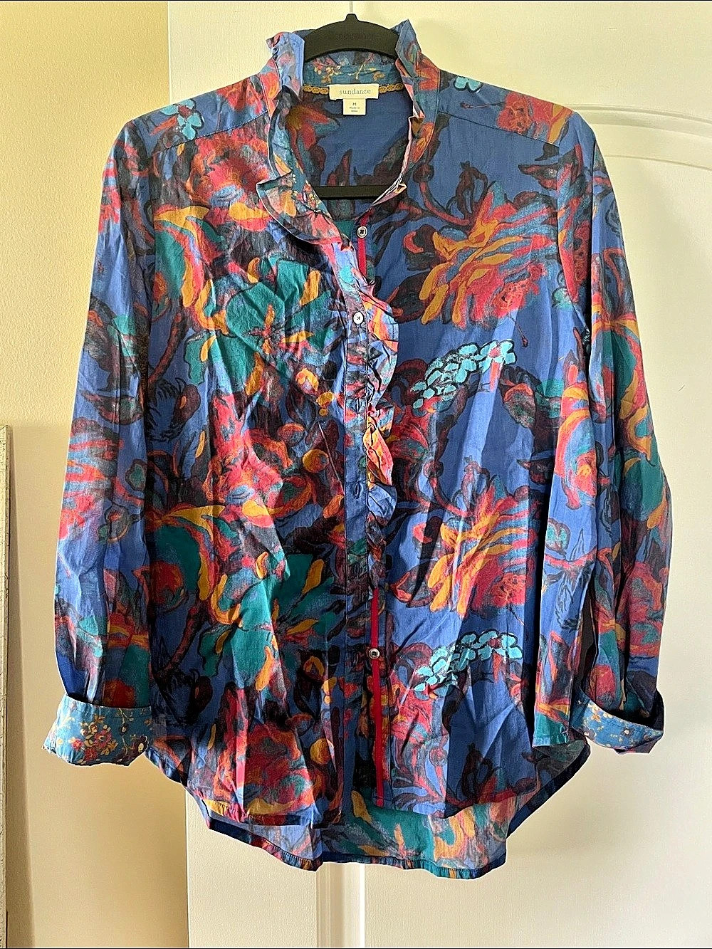 Sundance Floral Blouse in Blue & Multicolor Size Medium